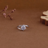 Silver Single Diamond Daily Wear Ring With Adjustable Size